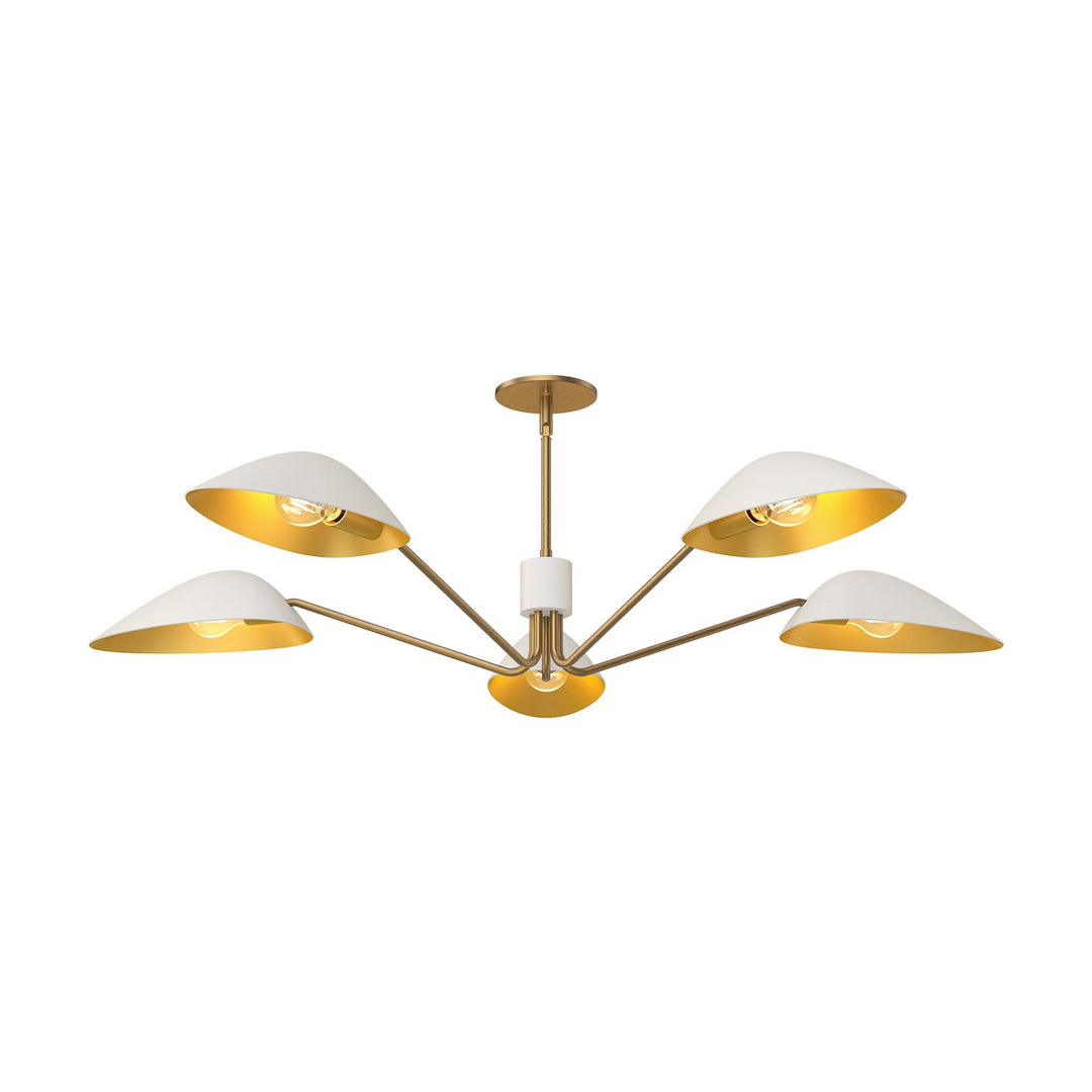 Alora Canada - PD550545WHAG - Five Light Pendant - Oscar - Aged Gold/White