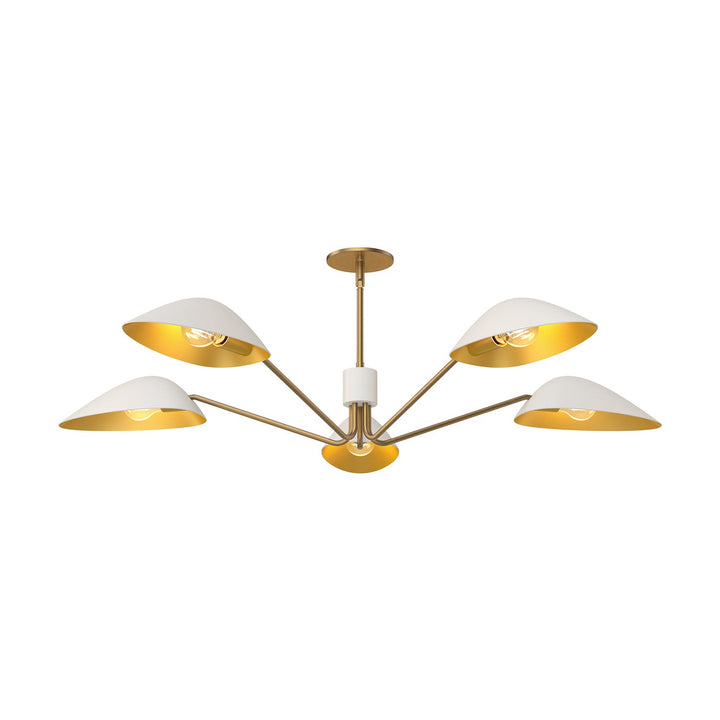 Alora Canada - PD550545WHAG - Five Light Pendant - Oscar - Aged Gold/White