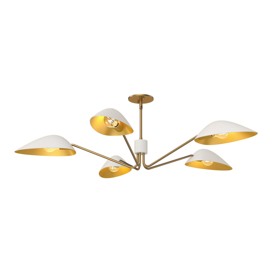 Alora Canada - PD550545WHAG - Five Light Pendant - Oscar - Aged Gold/White