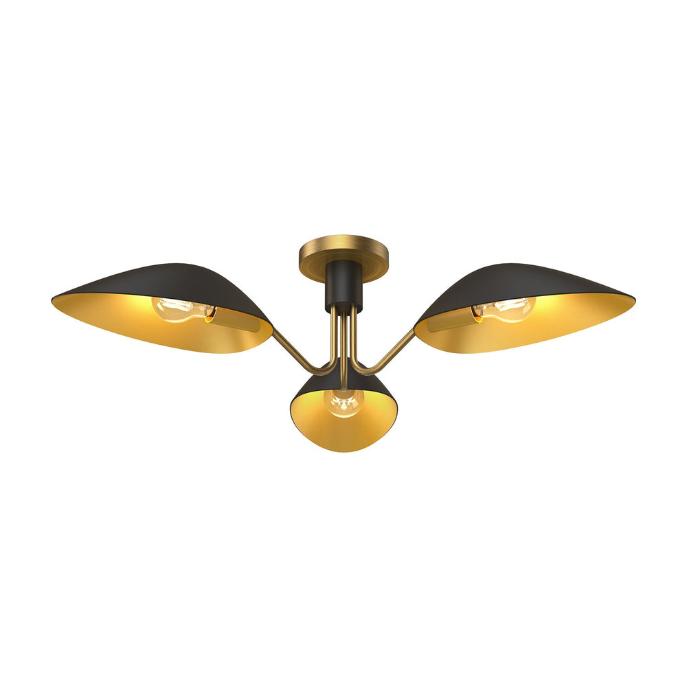 Alora Canada - SF550332MBAG - Three Light Semi-Flush Mount - Oscar - Aged Gold/Matte Black