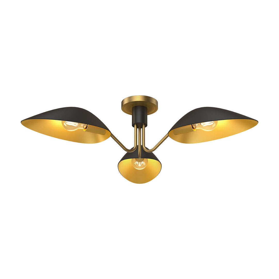 Alora Canada - SF550332MBAG - Three Light Semi-Flush Mount - Oscar - Aged Gold/Matte Black