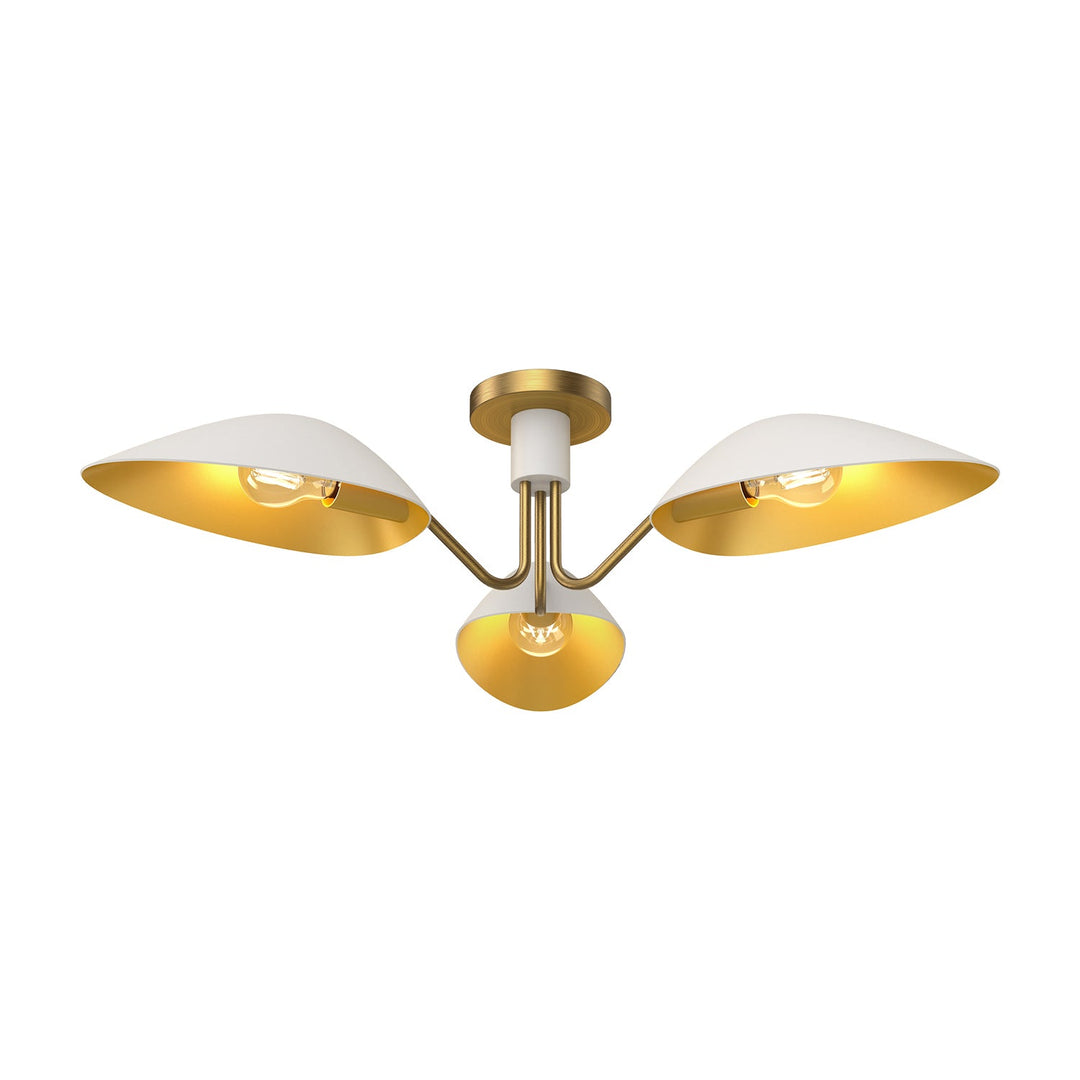 Alora Canada - SF550332WHAG - Three Light Semi-Flush Mount - Oscar - Aged Gold/White