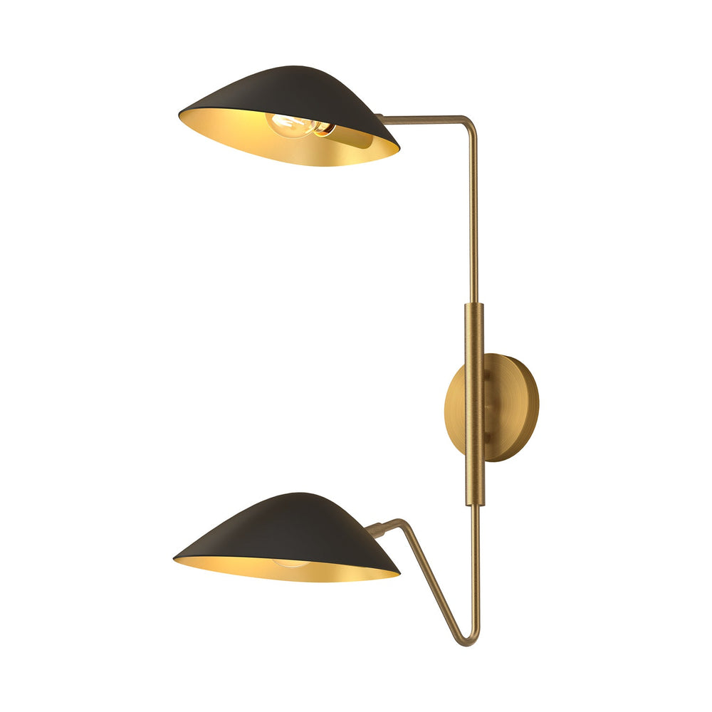 Oscar Two Light Vanity in Aged Gold/Matte Black Alora Canada