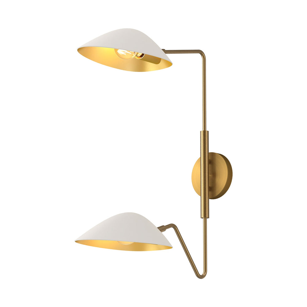 Oscar Two Light Vanity in Aged Gold/White Alora Canada