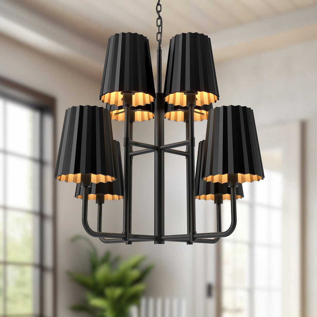 Alora Canada - CH528830MB - Eight Light Chandelier - Plisse - Matte Black