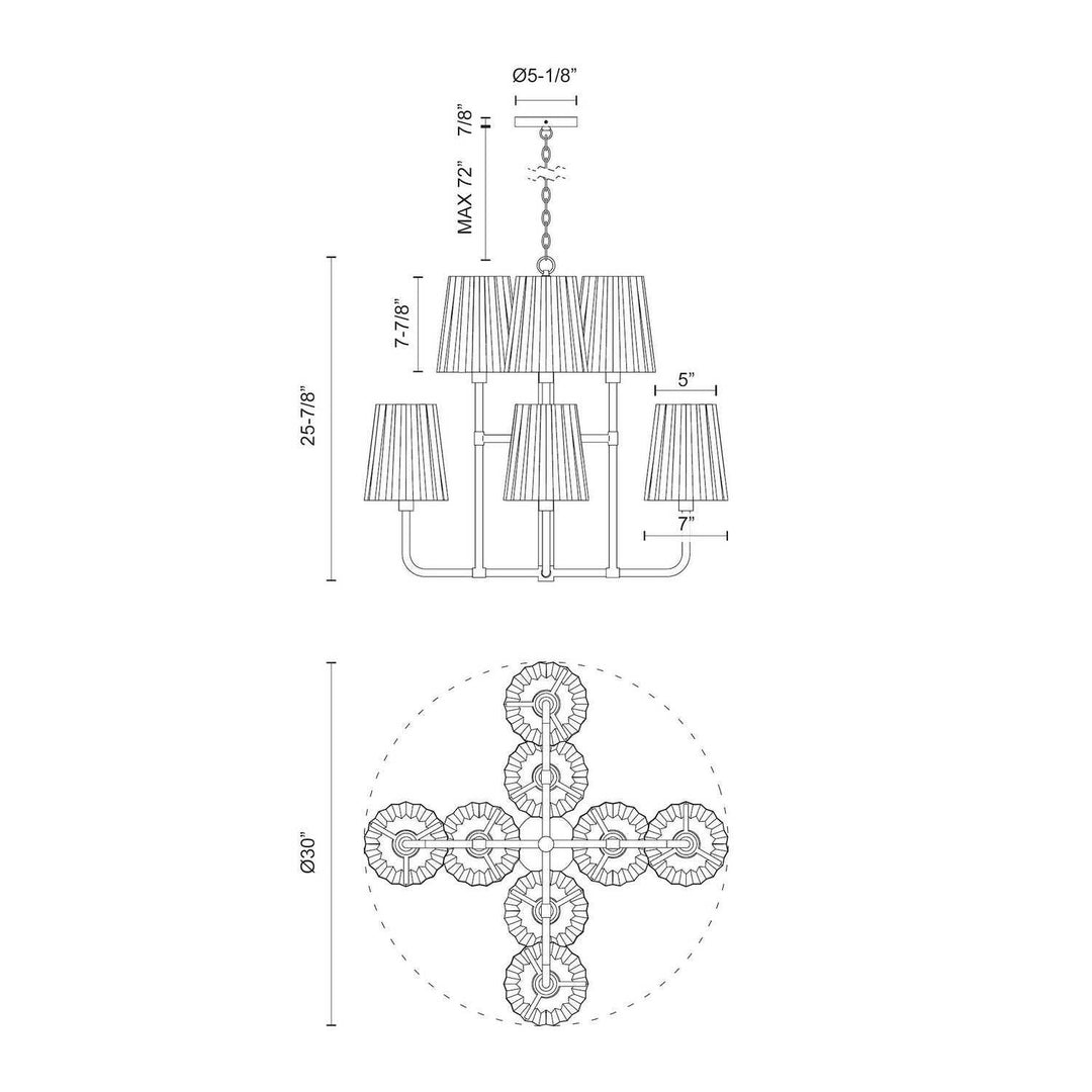 Alora Canada - CH528830MB - Eight Light Chandelier - Plisse - Matte Black