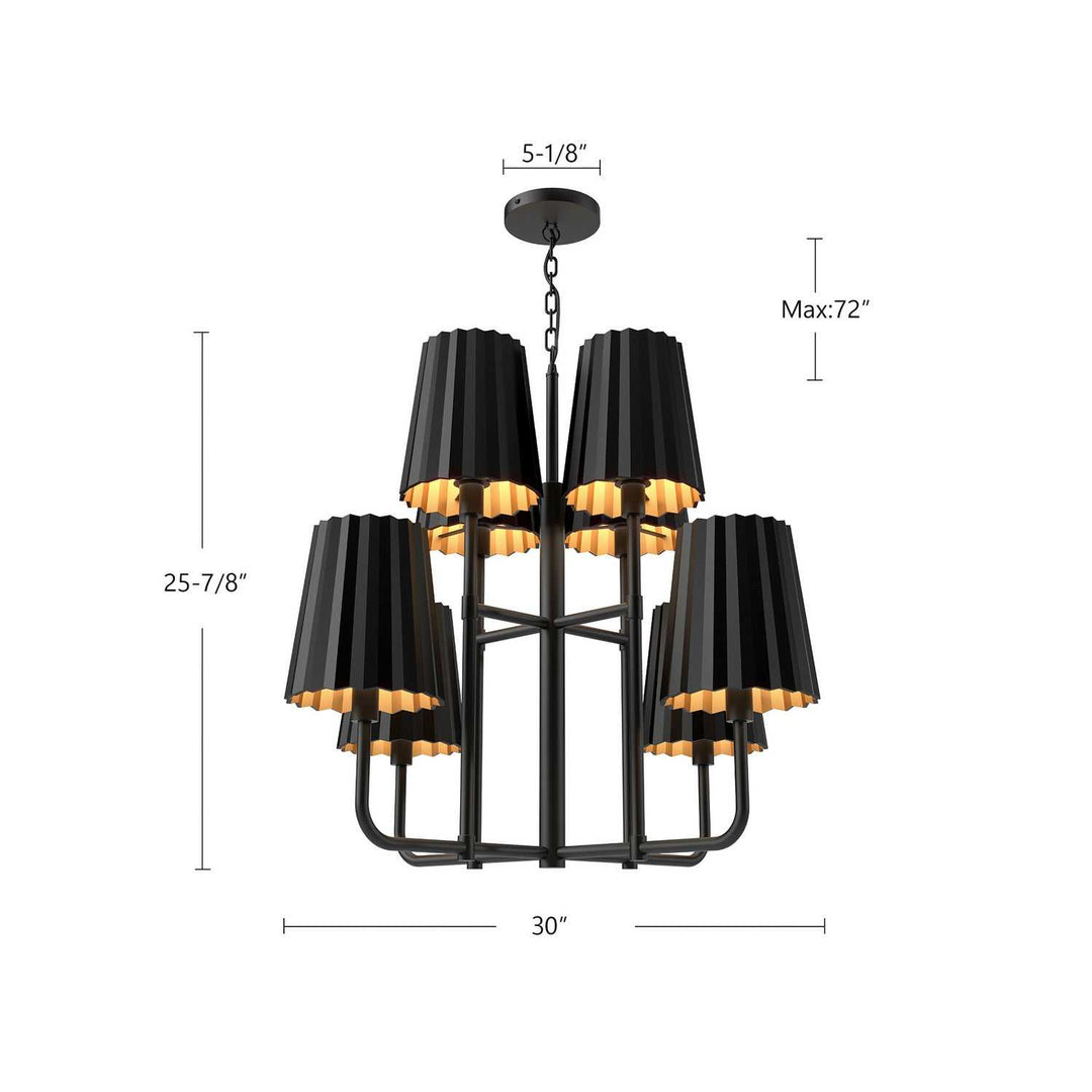 Alora Canada - CH528830MB - Eight Light Chandelier - Plisse - Matte Black