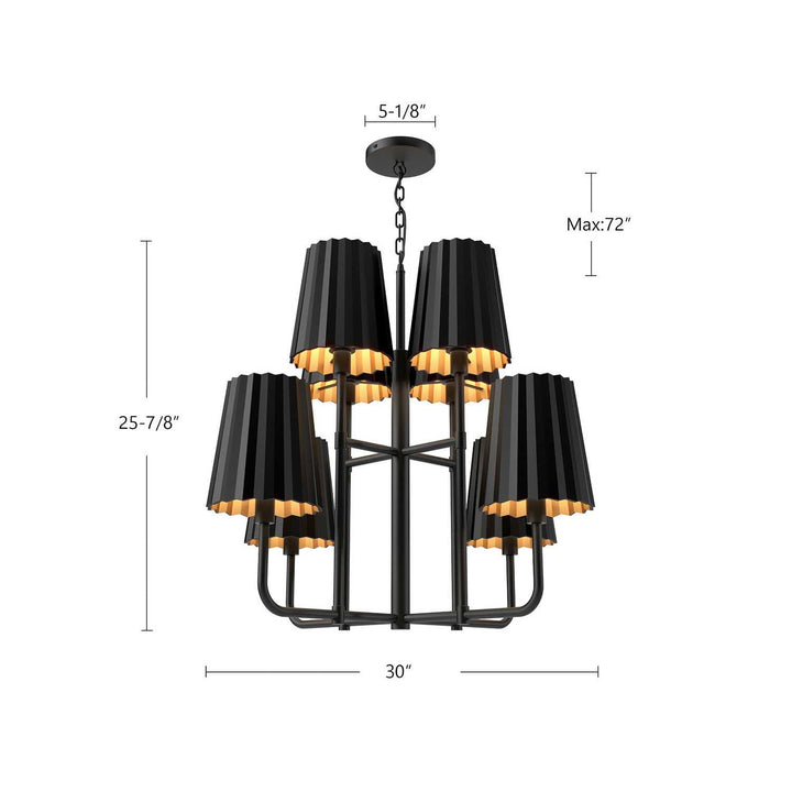 Alora Canada - CH528830MB - Eight Light Chandelier - Plisse - Matte Black