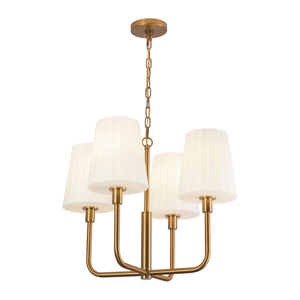 Alora Canada - CH628423AGOP - Four Light Chandelier - Plisse - Aged Gold/Opal Matte Glass