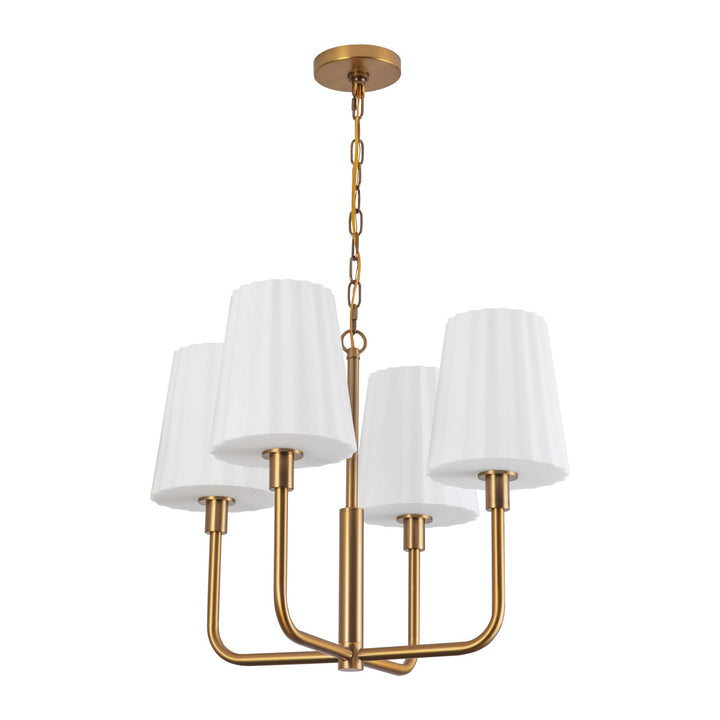 Alora Canada - CH628423AGOP - Four Light Chandelier - Plisse - Aged Gold/Opal Matte Glass