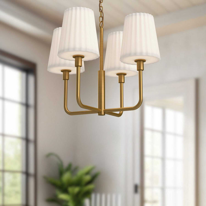 Alora Canada - CH628423AGOP - Four Light Chandelier - Plisse - Aged Gold/Opal Matte Glass