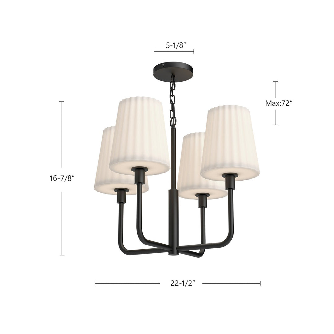 Alora Canada - CH628423AGOP - Four Light Chandelier - Plisse - Aged Gold/Opal Matte Glass