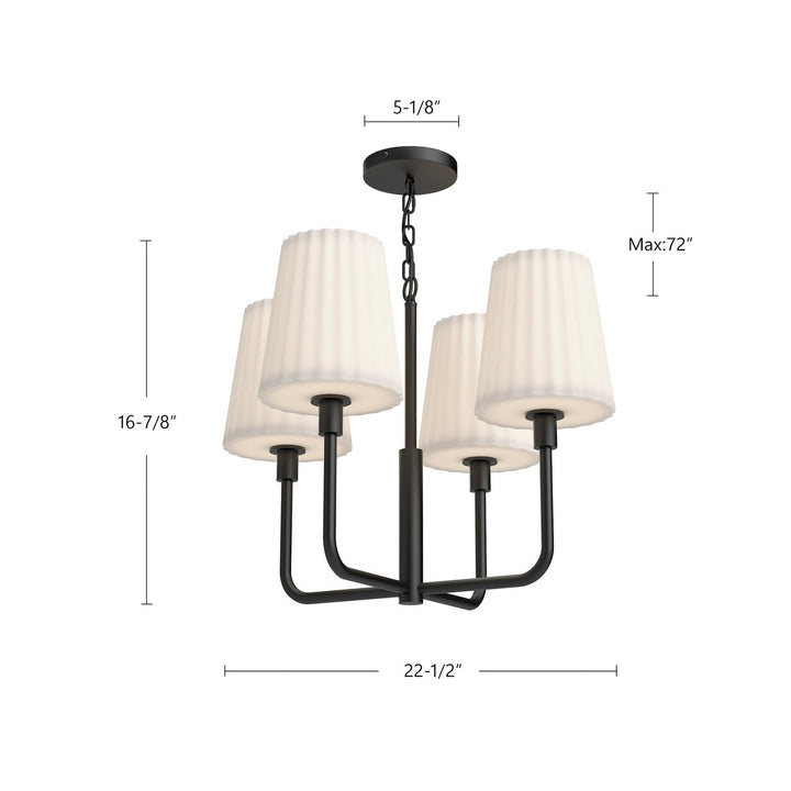 Alora Canada - CH628423AGOP - Four Light Chandelier - Plisse - Aged Gold/Opal Matte Glass