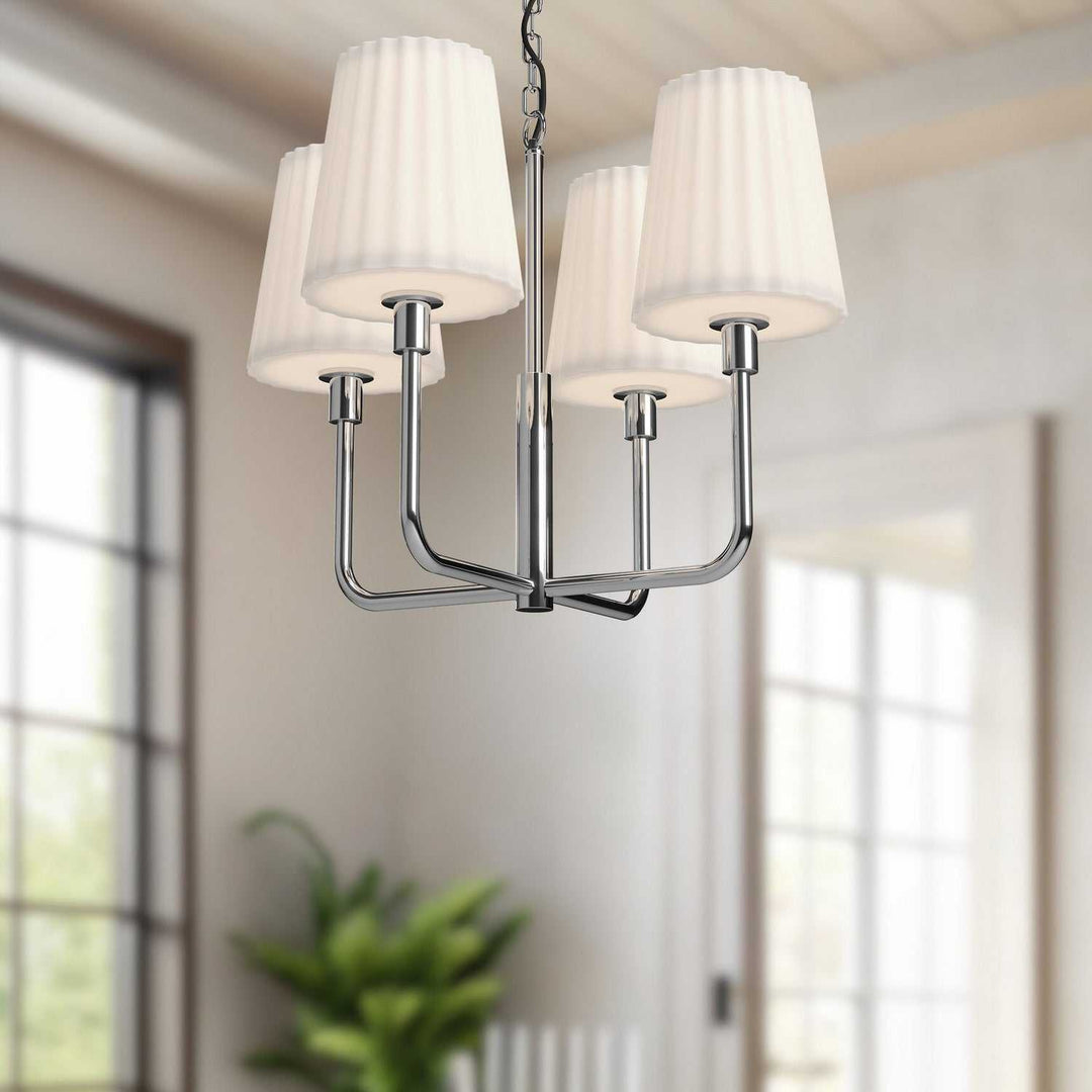 Alora Canada - CH628423CHOP - Four Light Chandelier - Plisse - Chrome/Opal Matte Glass