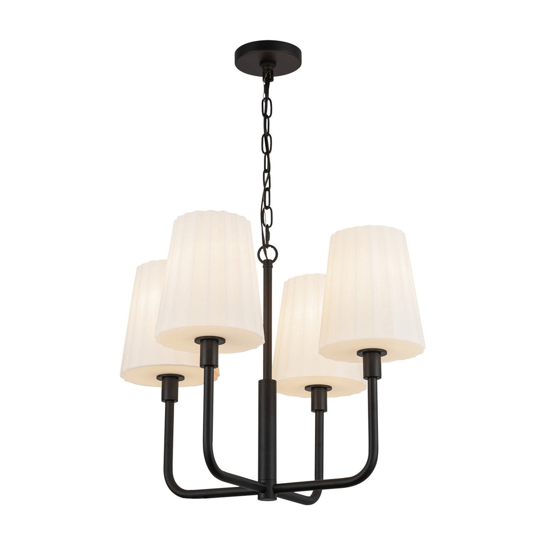 Alora Canada - CH628423MBOP - Four Light Chandelier - Plisse - Matte Black/Opal Matte Glass