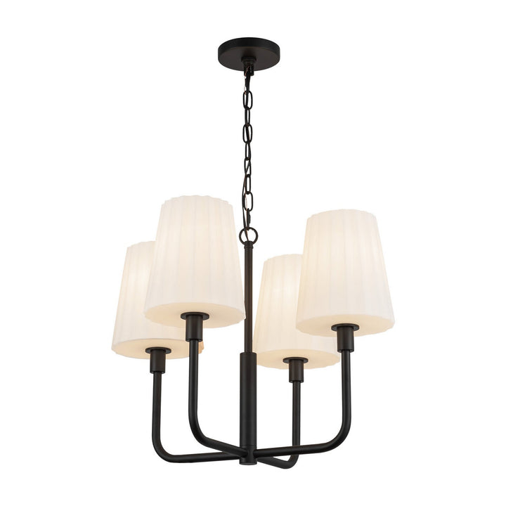 Alora Canada - CH628423MBOP - Four Light Chandelier - Plisse - Matte Black/Opal Matte Glass