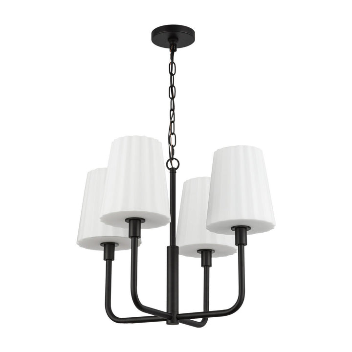 Alora Canada - CH628423MBOP - Four Light Chandelier - Plisse - Matte Black/Opal Matte Glass