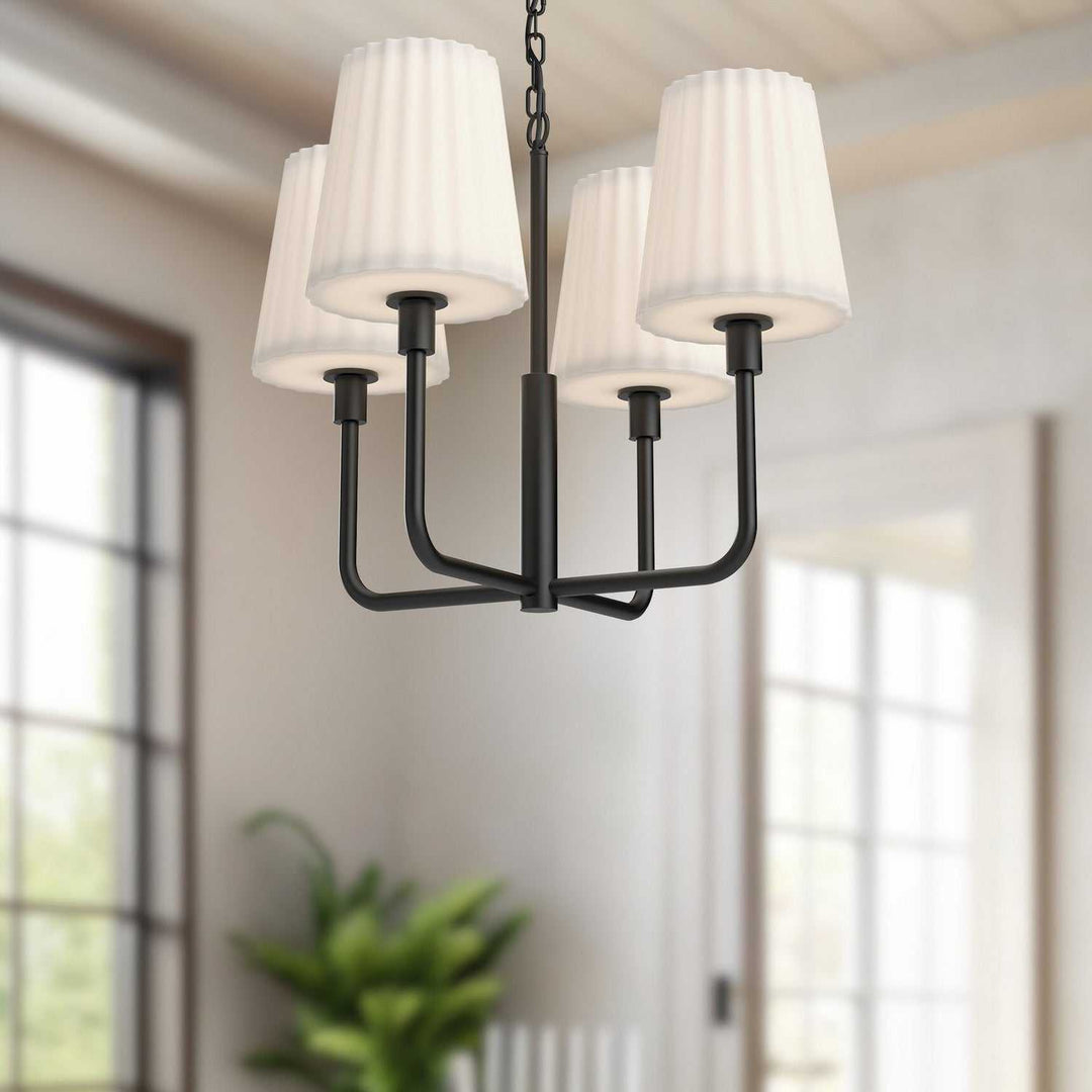 Alora Canada - CH628423MBOP - Four Light Chandelier - Plisse - Matte Black/Opal Matte Glass