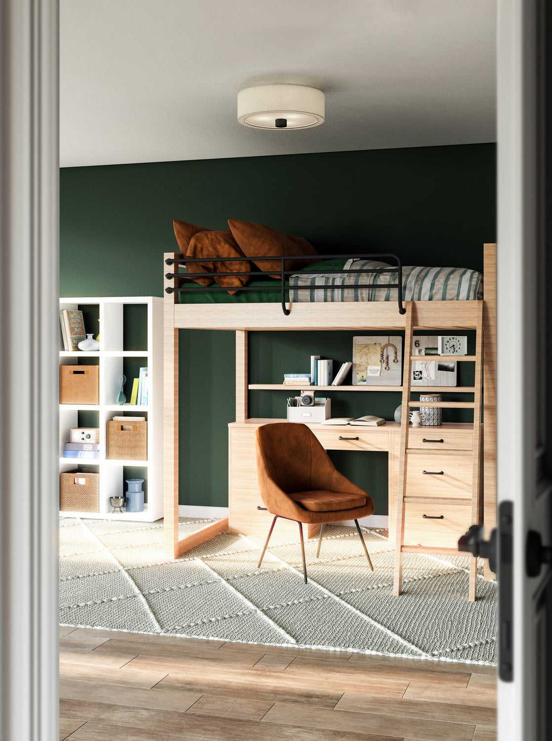 Alora Canada - FM547924AGWL - Three Light Flush Mount - Theo - Aged Gold/White Linen