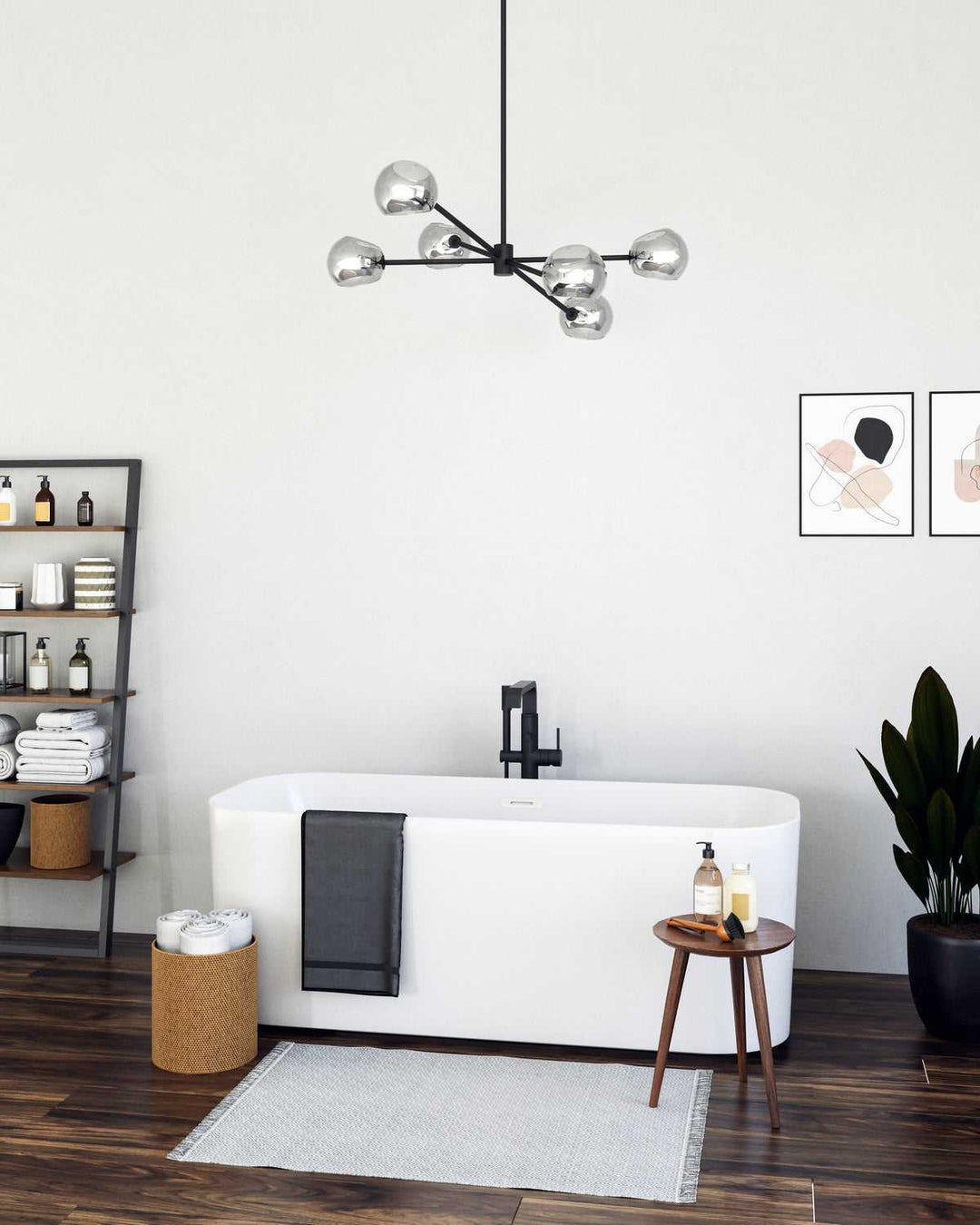 Alora Canada - CH548637MBSM - Six Light Chandelier - Willow - Matte Black/Smoked Solid Glass