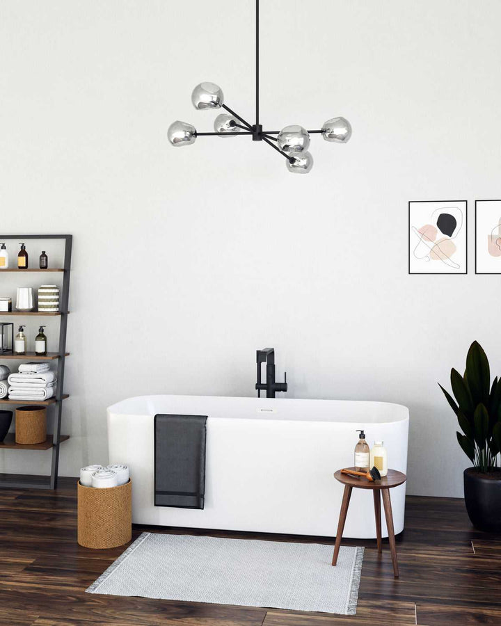 Alora Canada - CH548637MBSM - Six Light Chandelier - Willow - Matte Black/Smoked Solid Glass