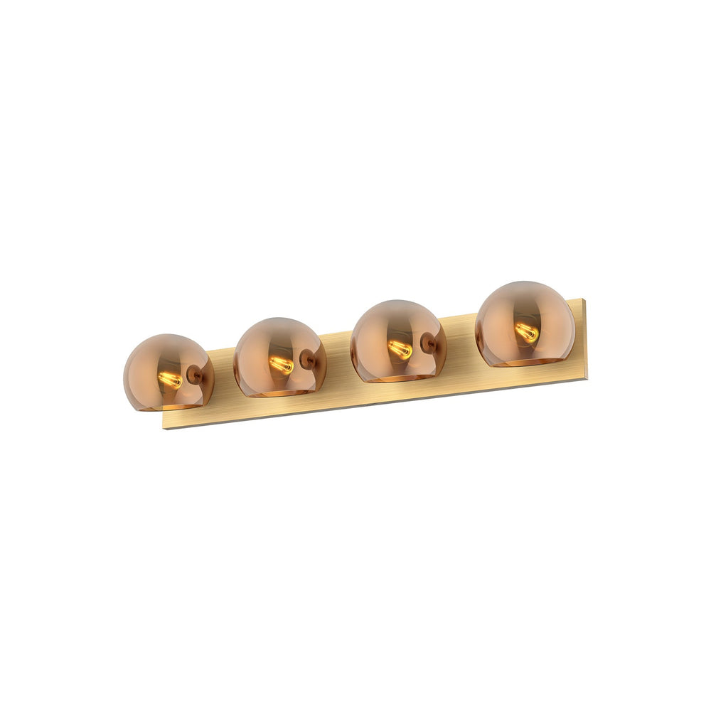 Willow Four Light Bathroom Fixtures in Brushed Gold/Copper Glass Alora Canada
