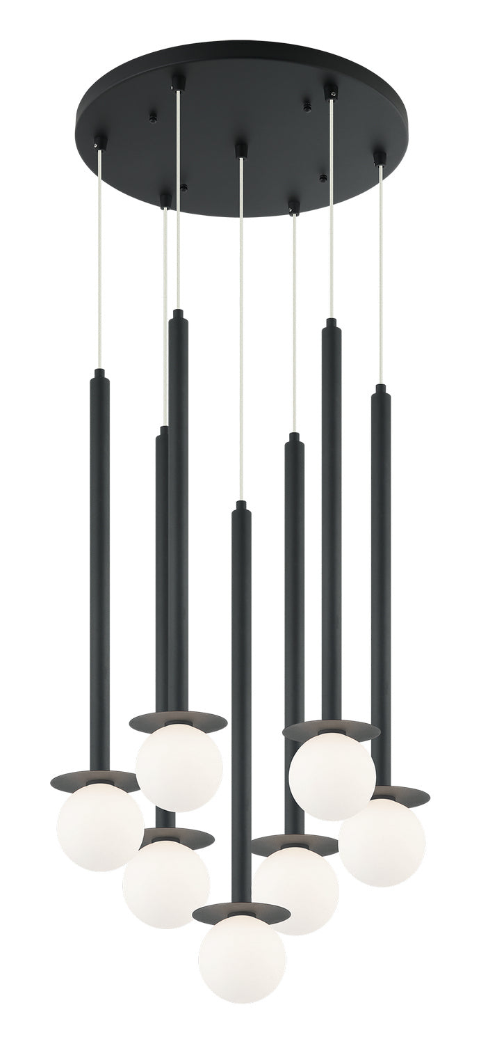 Matteo Canada - C63107MB - Seven Light Pendant - Reigndrop - Matte Black
