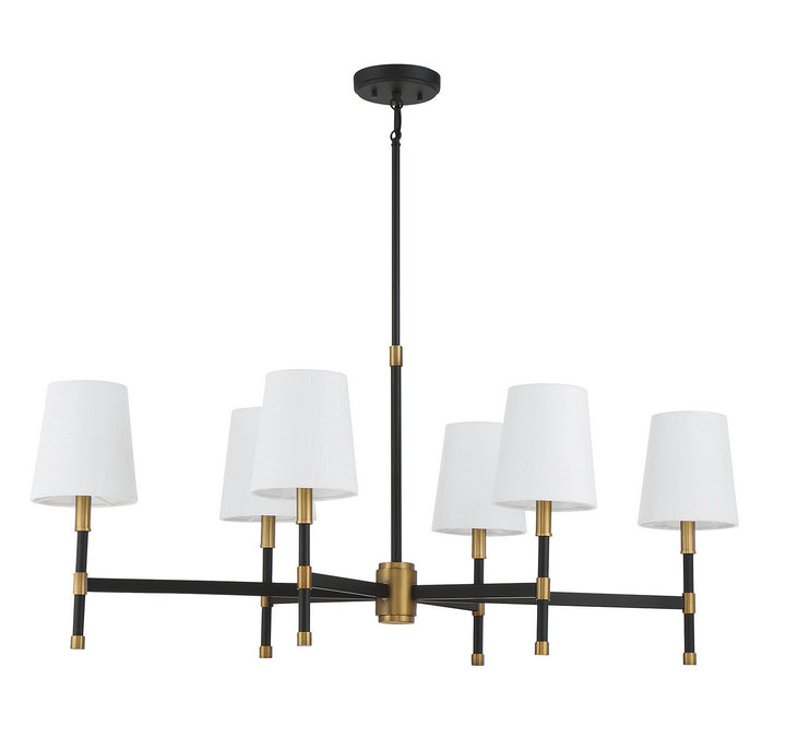 Savoy House - 1-1631-6-143 - Six Light Linear Chandelier - Brody - Matte Black w/Warm Brass