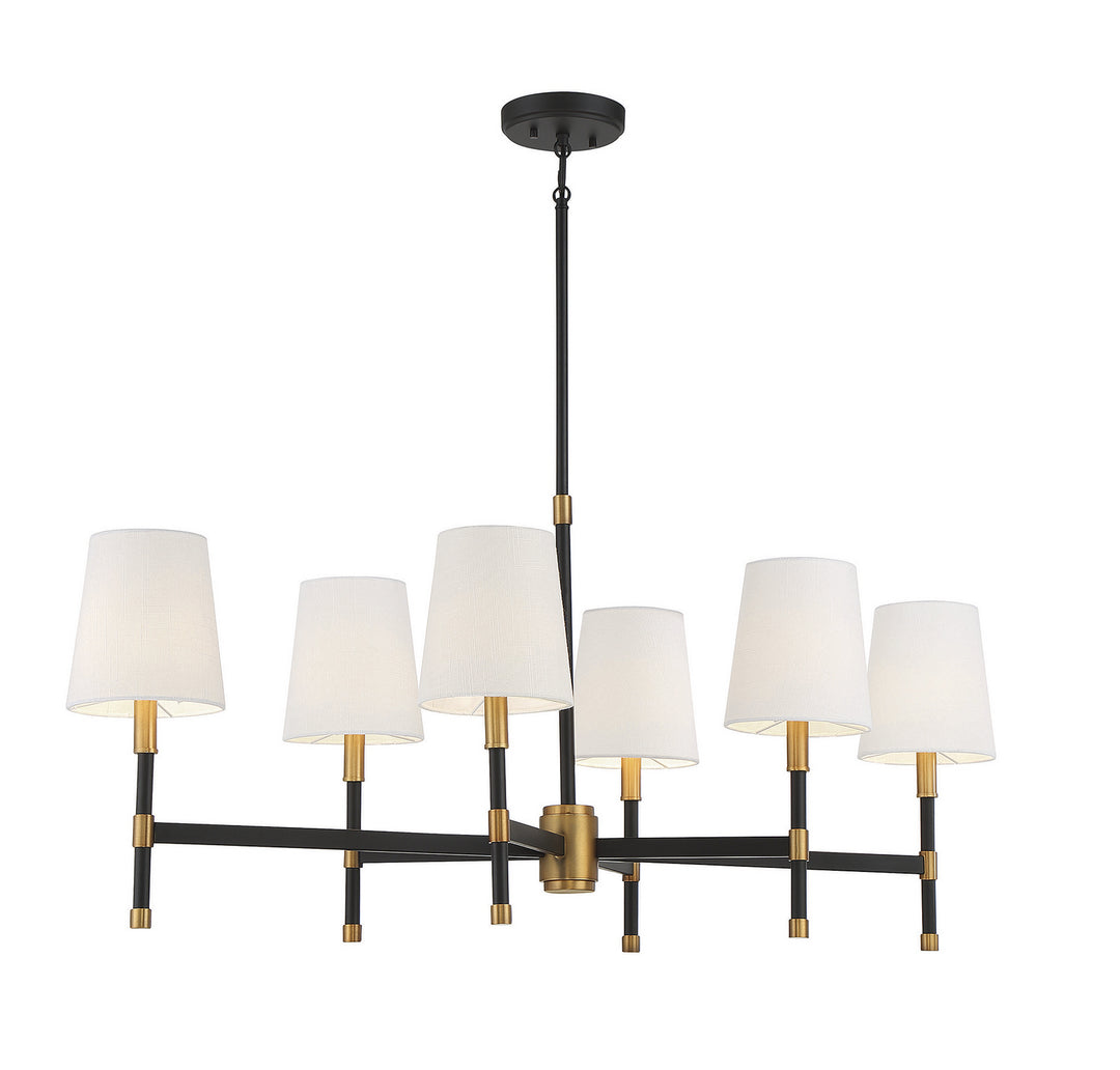 Savoy House - 1-1631-6-143 - Six Light Linear Chandelier - Brody - Matte Black w/Warm Brass