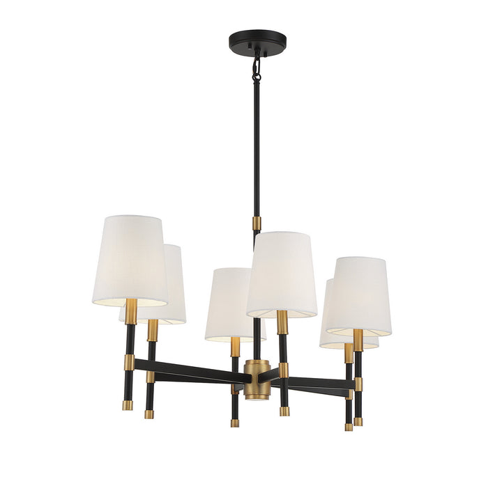 Savoy House - 1-1631-6-143 - Six Light Linear Chandelier - Brody - Matte Black w/Warm Brass