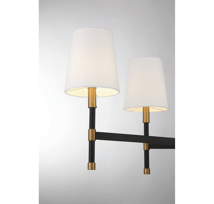 Savoy House - 1-1631-6-143 - Six Light Linear Chandelier - Brody - Matte Black w/Warm Brass