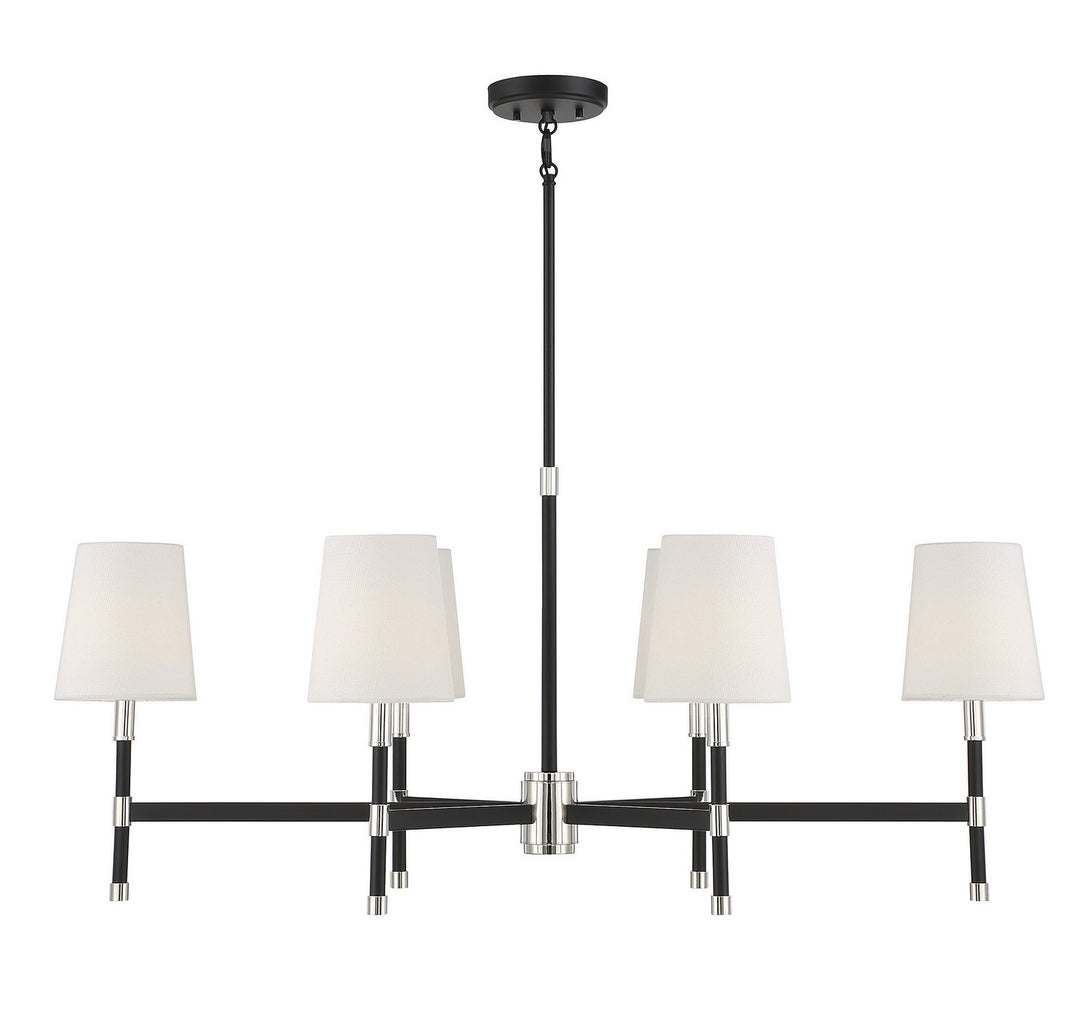 Savoy House - 1-1631-6-173 - Six Light Linear Chandelier - Brody - Matte Black with Polished Nickel Accents