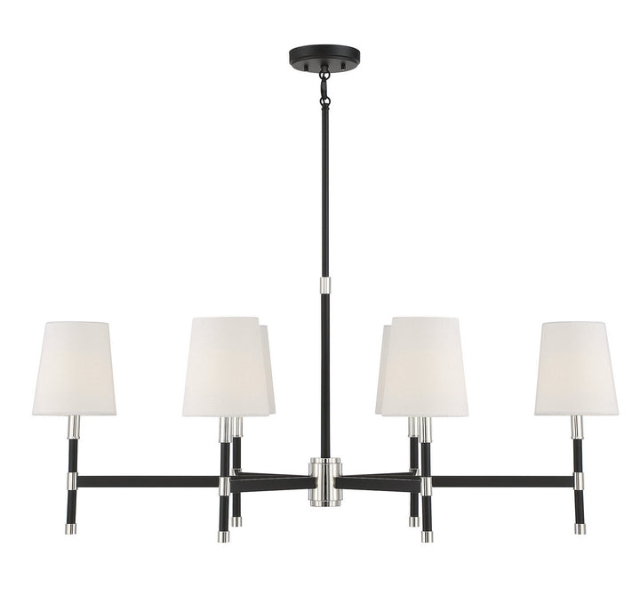 Savoy House - 1-1631-6-173 - Six Light Linear Chandelier - Brody - Matte Black with Polished Nickel Accents