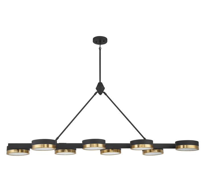 Savoy House - 1-1636-8-143 - LED Linear Chandelier - Ashor - Matte Black w/Warm Brass