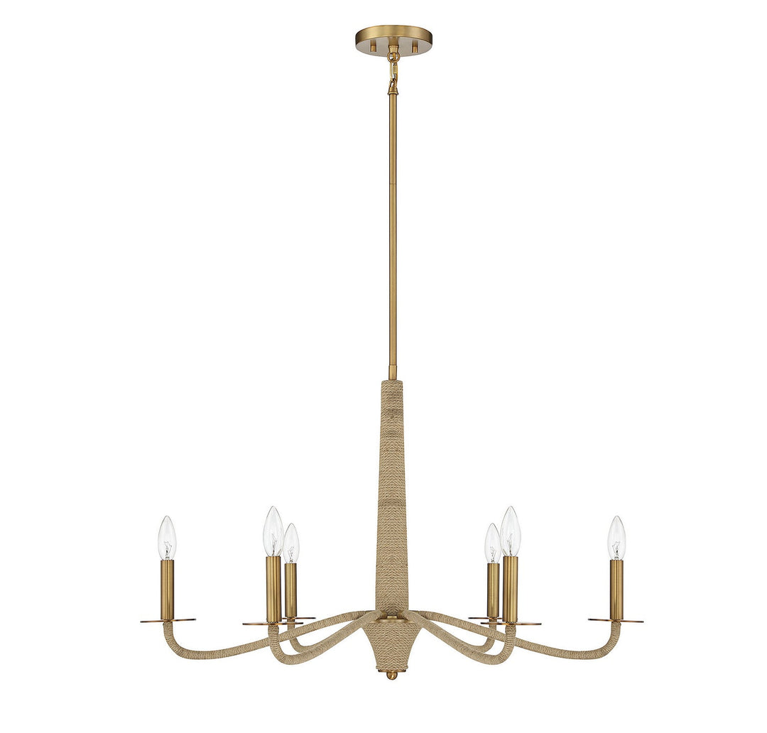 Savoy House - 1-1824-6-320 - Six Light Chandelier - Cannon - Warm Brass/Rope