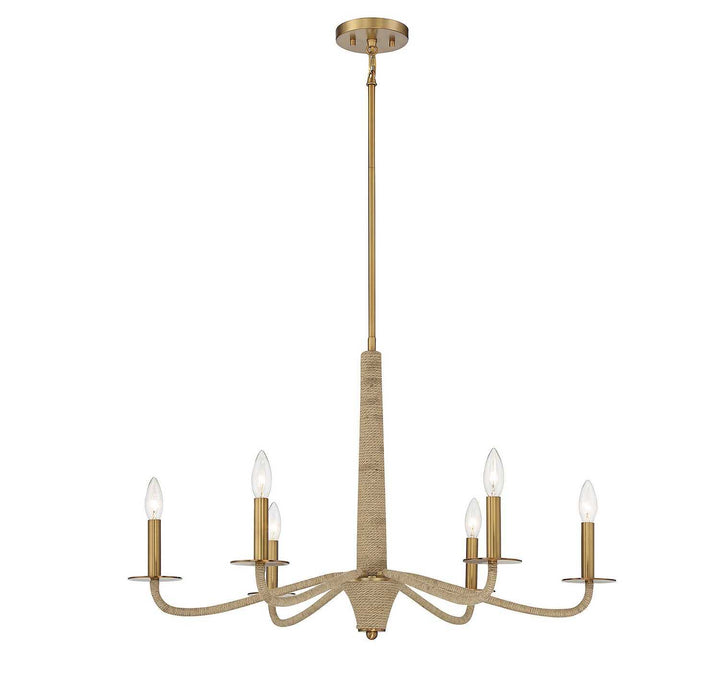Savoy House - 1-1824-6-320 - Six Light Chandelier - Cannon - Warm Brass/Rope