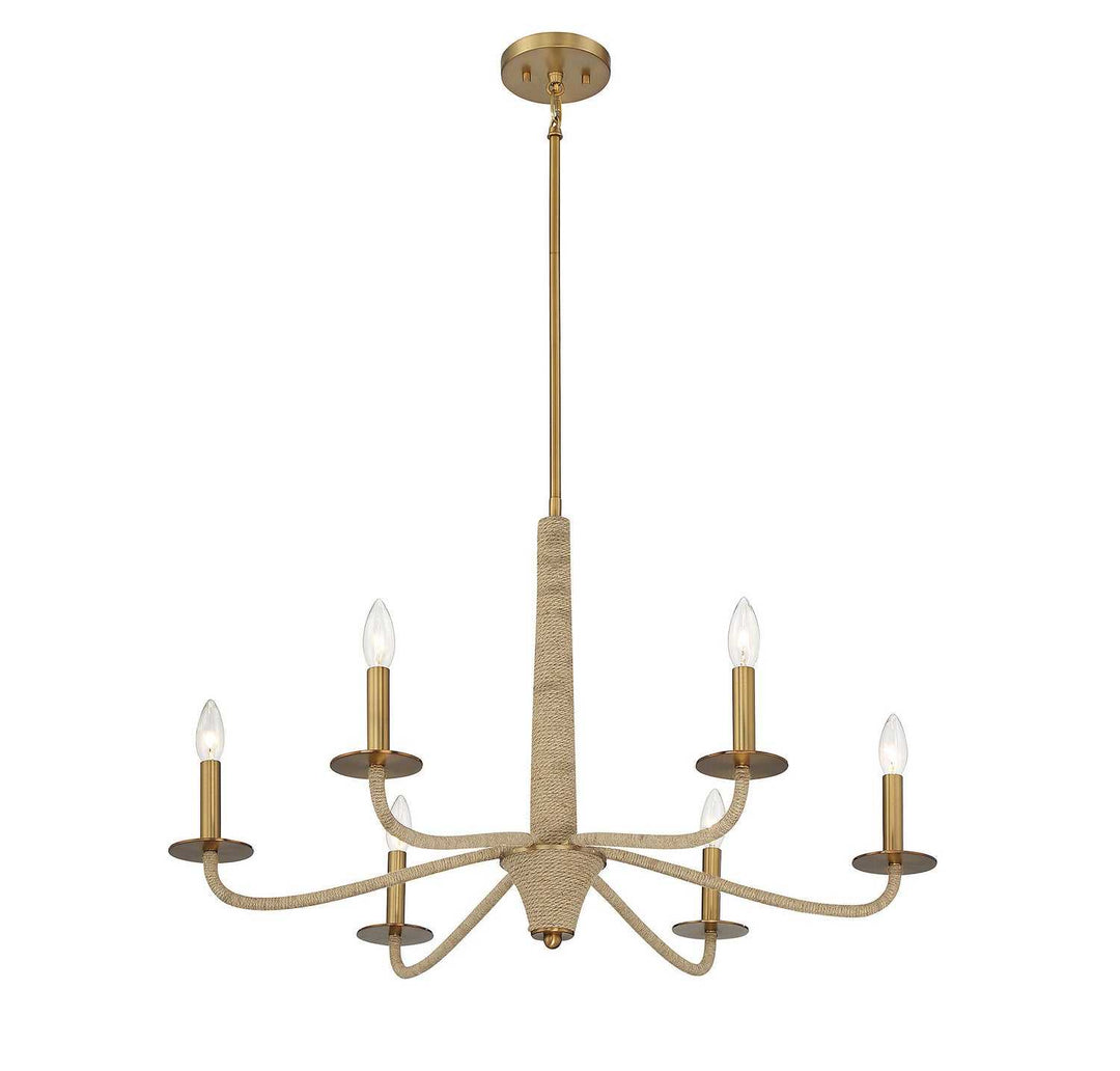 Savoy House - 1-1824-6-320 - Six Light Chandelier - Cannon - Warm Brass/Rope