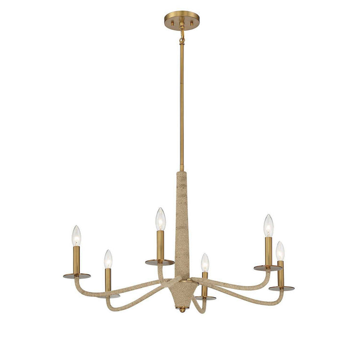 Savoy House - 1-1824-6-320 - Six Light Chandelier - Cannon - Warm Brass/Rope