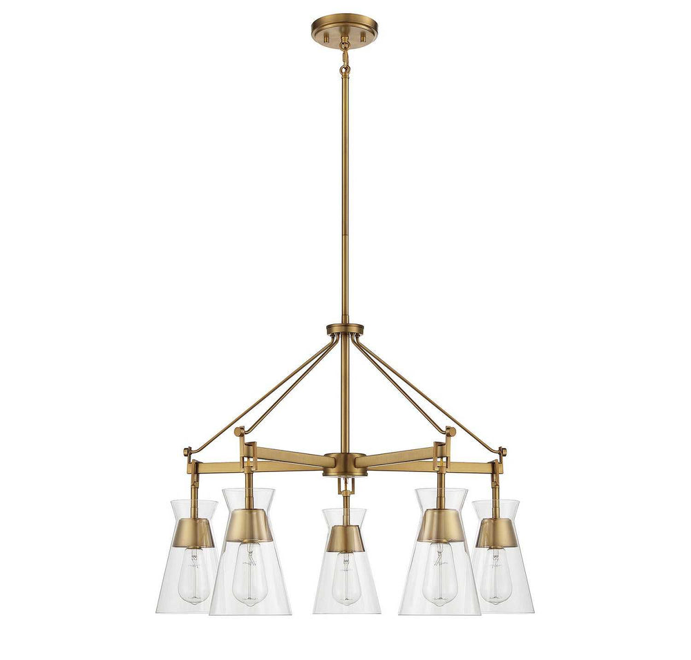 Lakewood Five Light Chandelier in Warm Brass Savoy House