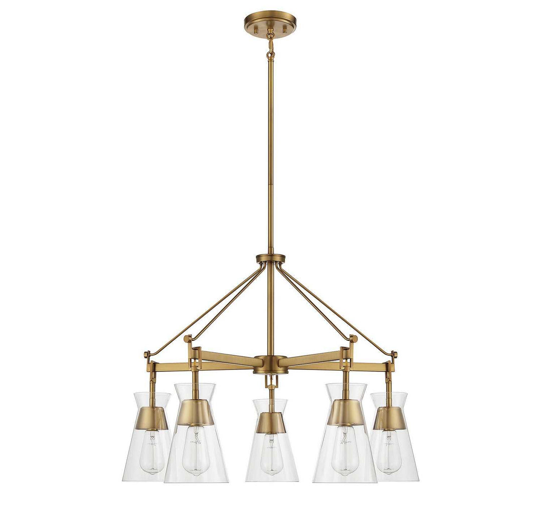 Lakewood Five Light Chandelier in Warm Brass Savoy House