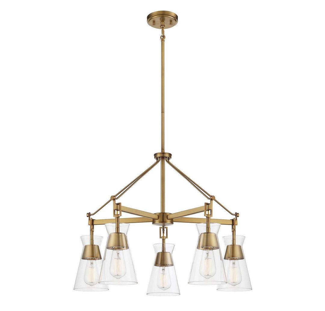 Lakewood Five Light Chandelier in Warm Brass Savoy House