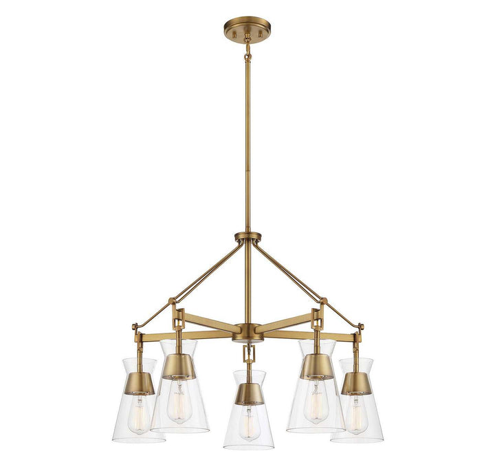 Lakewood Five Light Chandelier in Warm Brass Savoy House