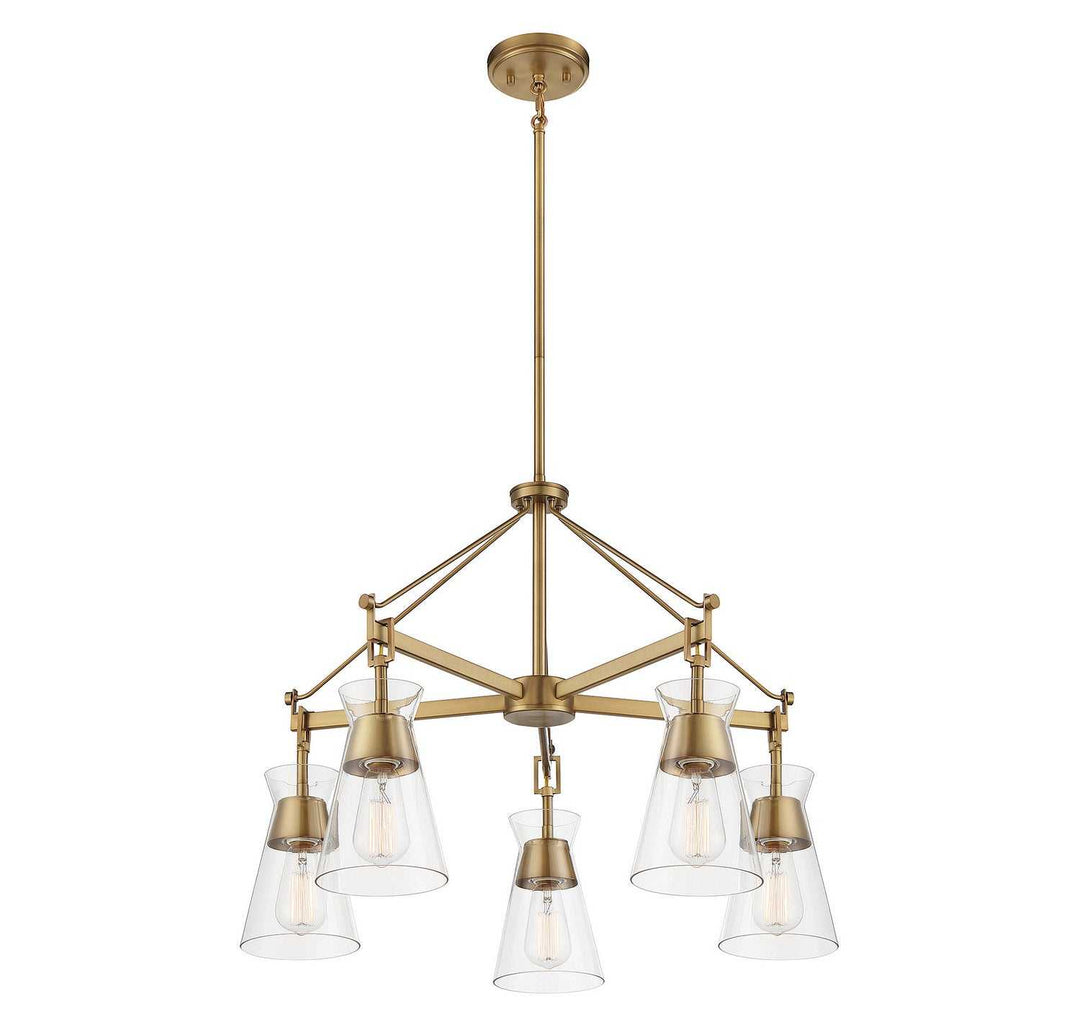 Lakewood Five Light Chandelier in Warm Brass Savoy House