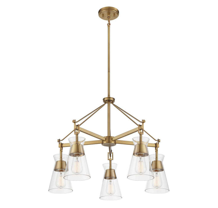 Lakewood Five Light Chandelier in Warm Brass Savoy House