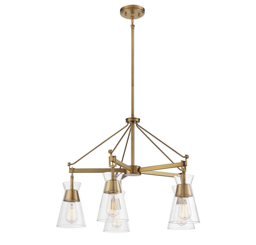 Lakewood Five Light Chandelier in Warm Brass Savoy House