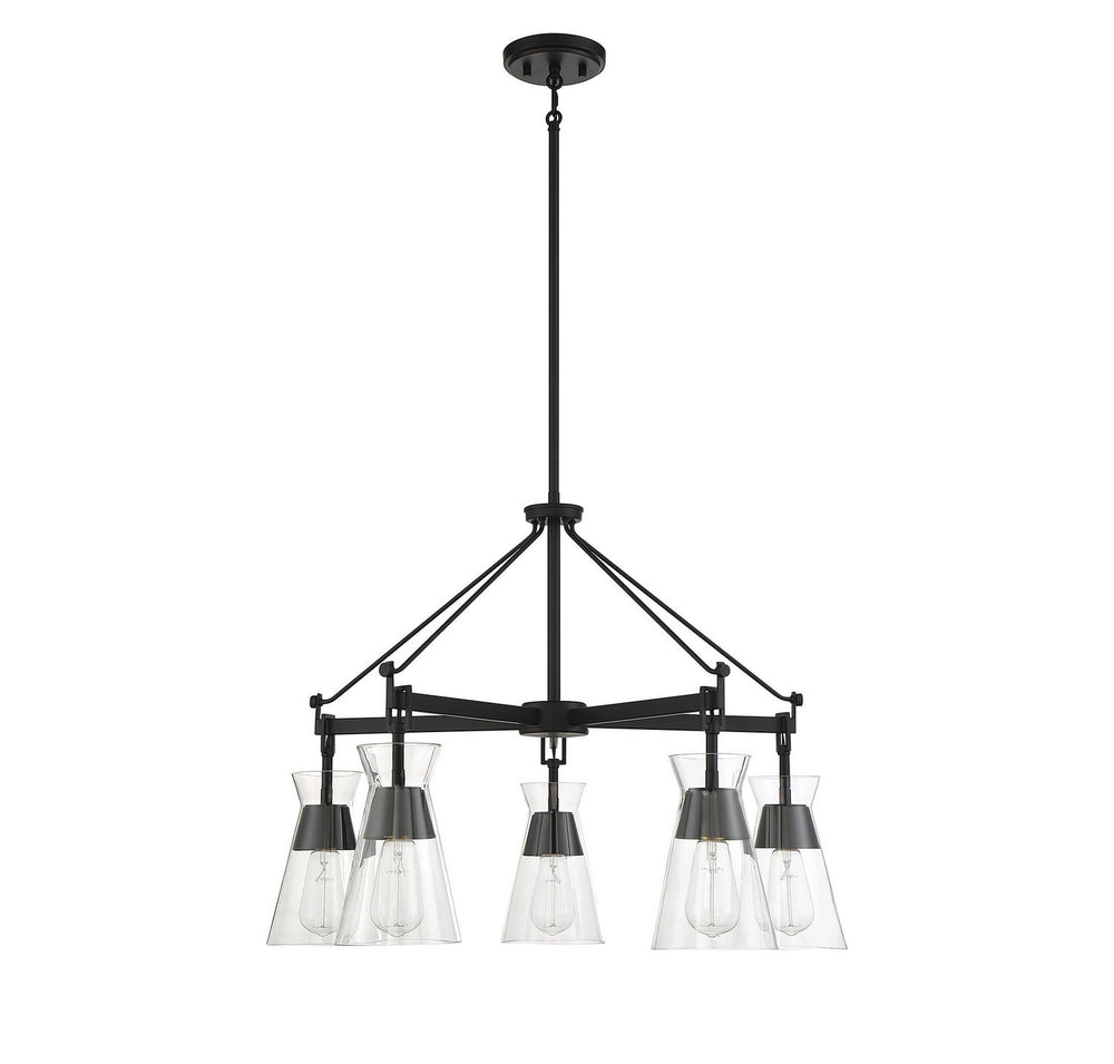 Lakewood Five Light Chandelier in Matte Black Savoy House