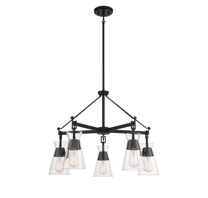 Lakewood Five Light Chandelier in Matte Black Savoy House