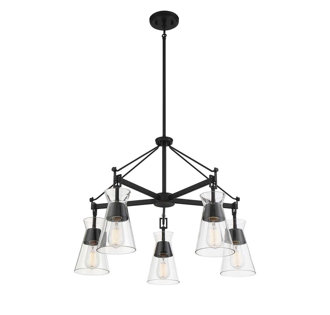 Lakewood Five Light Chandelier in Matte Black Savoy House