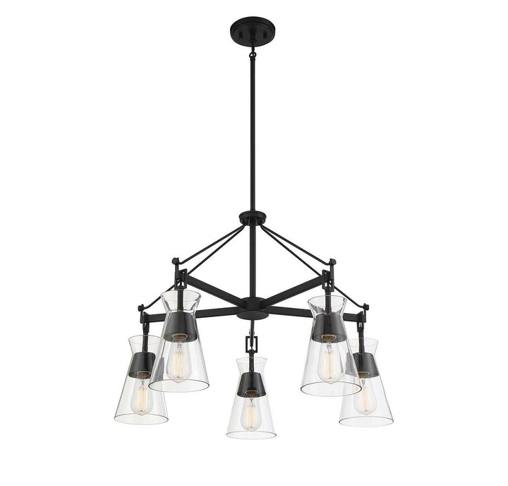 Lakewood Five Light Chandelier in Matte Black Savoy House
