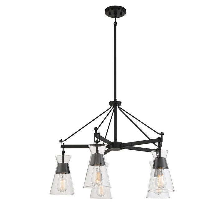 Lakewood Five Light Chandelier in Matte Black Savoy House